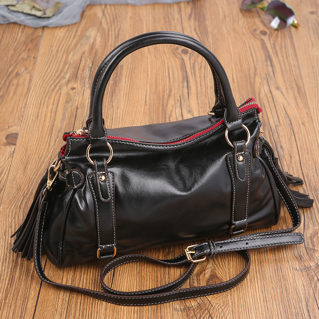 Vintage Shoulder Bag Women Retro Purses Crossbody Bowling Bag Luxury Soft Leather Elegant Leather Handbags And Purses 2021 New