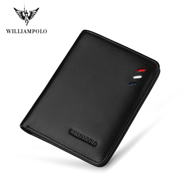 Williaampolo 100% Genuine Leather Men Wallet RFID Card Holder Wallets for Man Slim Small Wallet Small Money Bag Male Purses