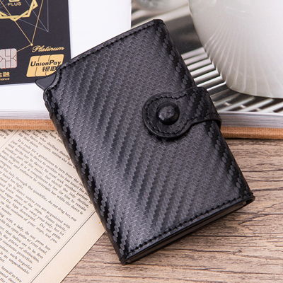 Pop Up Rfid Black Wallet ID Card Case Men Rfid Button Credit Card Holder High Quality Metal Aluminum Auto Coin Purse