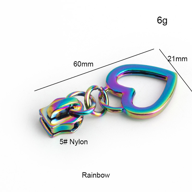 10-50-100pcs 11 types 5# iridescent rainbow metal nylon head teeth zipper puller slider for clothes purse bag accessories