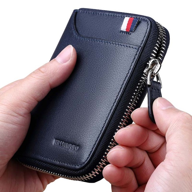 Fashionable Leather Wallet for Men, Fashion Genuine Leather Men Wallet Zipper Coin Clip Card Holder Pl283