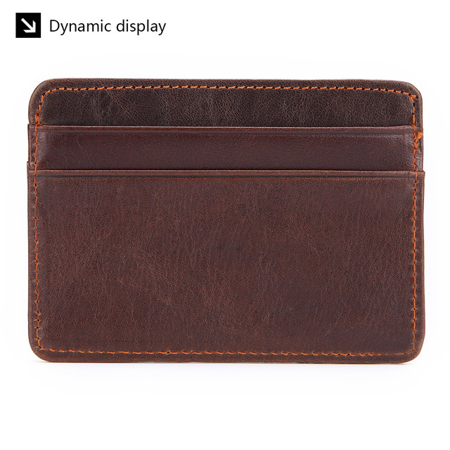 GENODERN Women and Man Genuine Leather Card Case Cowhide Slim Card Wallet Small Thin Card Package