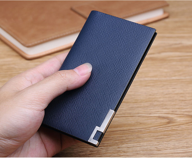 Men Wallet Fashion 100% Real Leather Card Holder Metal Wallet Credit Card Case PL185142