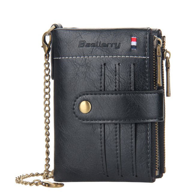 Retro Genuine Leather Men Wallet Fashion Zipper Soft PU Passport Passport Cover Coin Purse Credit Card Holder Short Slim Wallet for Men