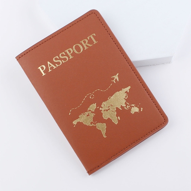 831A Simple Fashion Passport Holder World Map Thin Slim Personality Travel Wallet Gift PU Leather Card Holder Cover Unisex