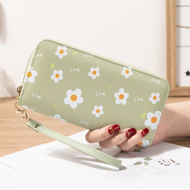 Women Lady Wallets Flower Long Zipper Coin Purse Cards Holder Woman Bags Purse Purse Purse Clutch Money Wristlet