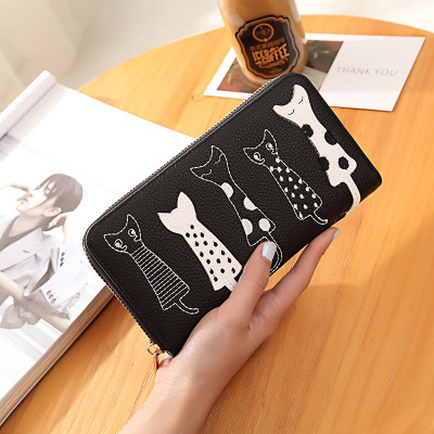 Women Cat Cartoon Luxury Wallet High Quality Creative Female Card Holder Casual Zip Ladies Clutch PU Leather Coin Purse 179Q