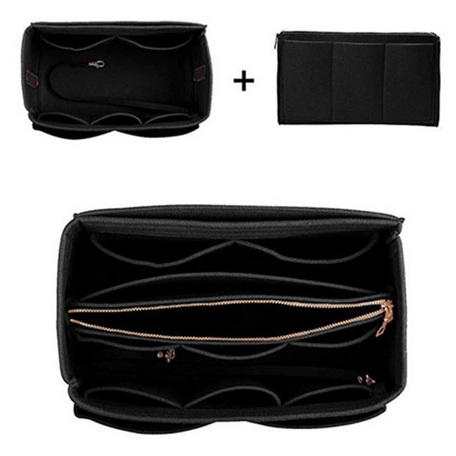 New Popular Women Makeup Organizer Felt Cloth Insert Bag Multifunction Travel Cosmetic Bag Girl Toiletry Storage Liner Bags