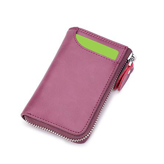 1pc Portable Leather Housekeeper Holders Car Keychain Key Holder Bag Case Unisex Purse Cover Simple Solid Color Storage Bag