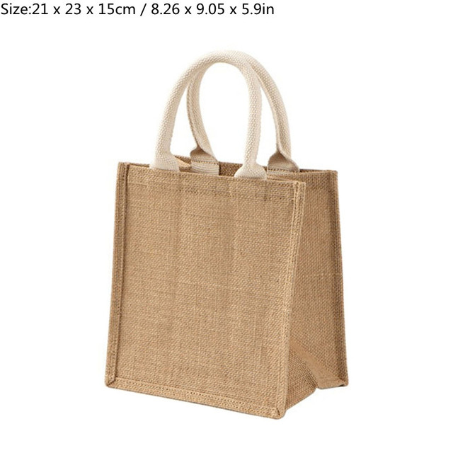 Durable Jute Shopping Bag Large Capacity Reusable Women Girls Travel Beach Bag Portable Bag Storage Organizer Handbag