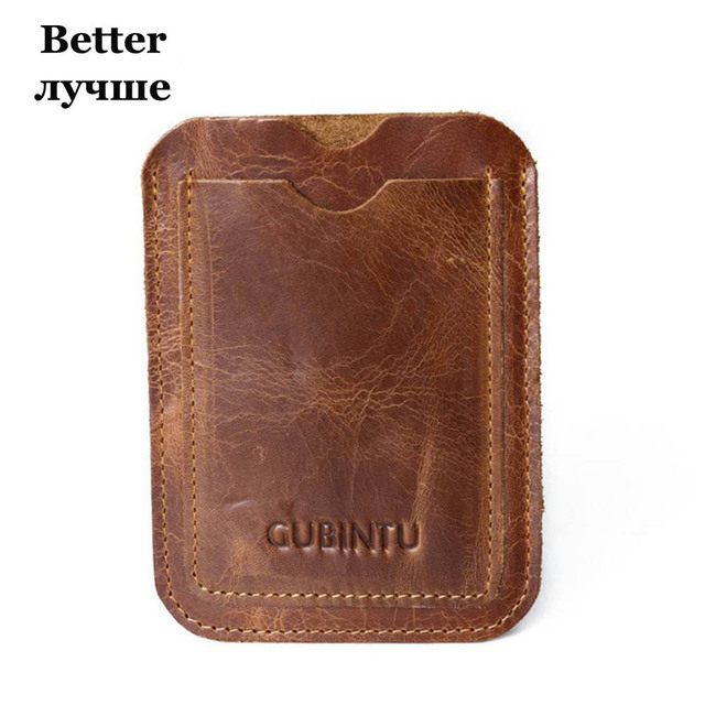 GUBINTU Genuine Leather Card Wallet Simple Design ID Card Holder Traffic Card Pocket Classic High Quality Brand Male Wallet