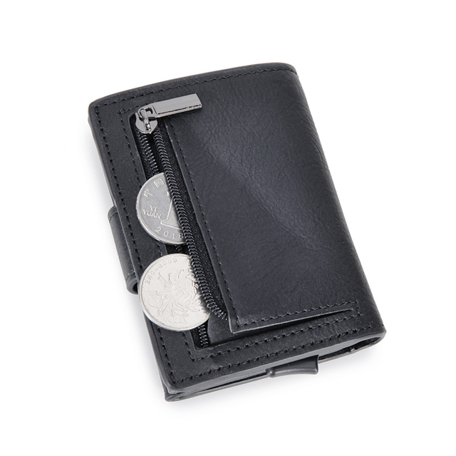 DIENQI - Leather & Leather Business Card Holder for Men with Rfid Lock, Pocket Case, Smart Wallet