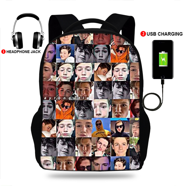 USB Charger School Bags for Teenage Boys and Girls Payton Moormeier Print Backpack Mens Portable Backpack Travel Bag