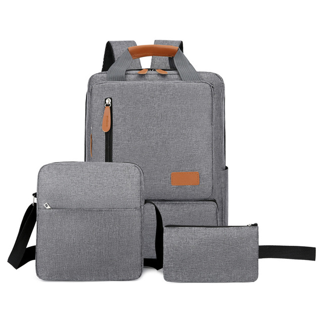 Men's 3-Sets Large Capacity Business Laptop Backpack Teenagers Schoolbags Travel Sports Casual School Bags Pack For Male Female