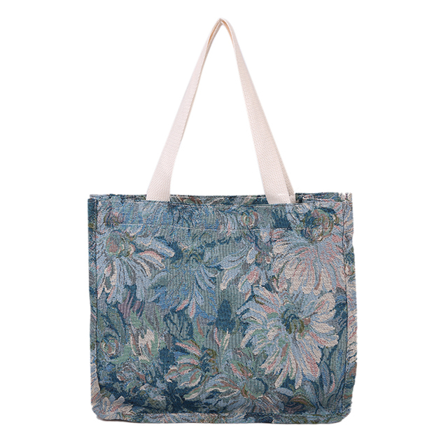 Women's New Fashion Handbag Daisy Oil Painting Canvas Shoulder Casual Ladies Shopping Bag Large Capacity Tote Handbags