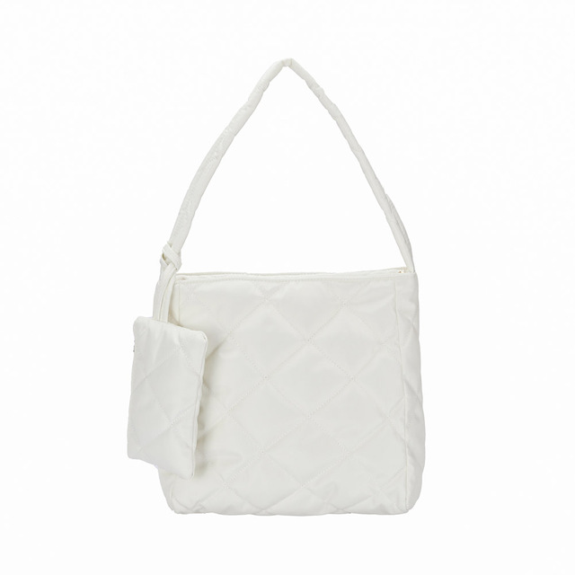 Fashion Cotton Quilted Diamond Lattice Handbag With Small Bag Nylon Solid Color Zipper Composite Bag Shoulder Bags For Women 2021