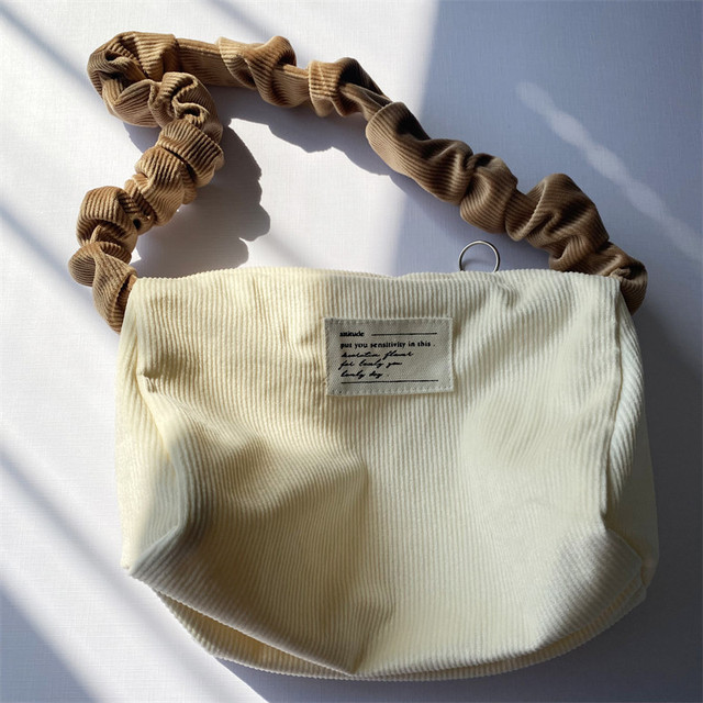 Women's Shoulder Bags 2022 Corduroy Shopper Bags Girls Fashion Casual Bags Vintage Cute Sweet Scruss Shoulder Strap Hobo Bags
