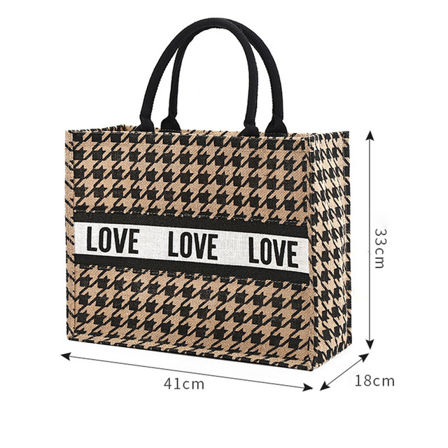 Linen Square Casual Ladies Shopping Bag Daily Shopping Bag Large Capacity Storage Bags For Home Travel