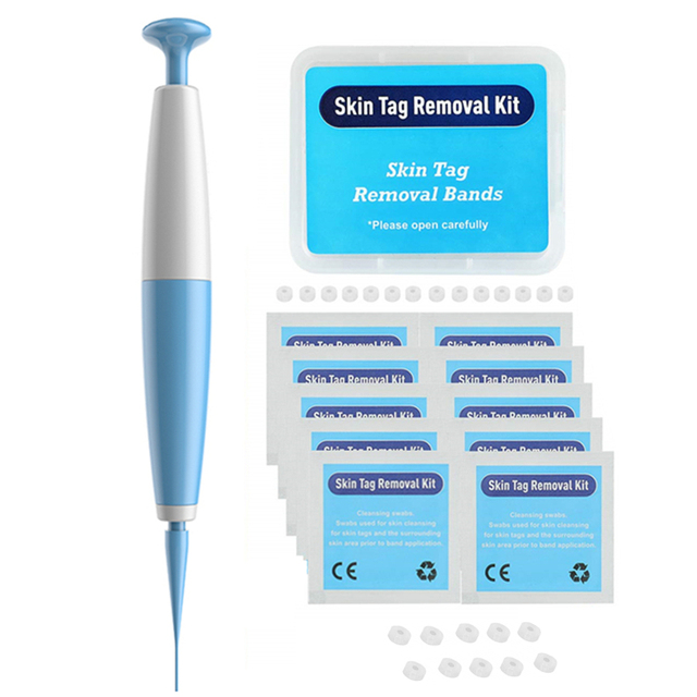 Small to Medium Non Toxic Facial Care Blue Skin Tag Removal Kit With Cleaning Swabs For Adult Home Use