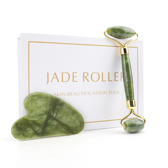 Natural Facial Massager Gua Sha Scraper Double Headed Jade Roller Jade Roller Skin Care Rose Quartz Face Massager Face Lifting Health Beauty Tools