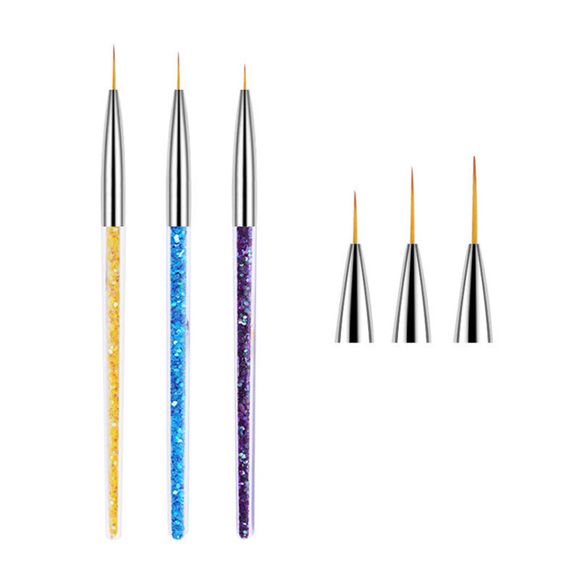 3pcs Nail Art Liner Brush Set Acrylic French Tape Tips Manicure Ultra-thin Line Drawing Pen UV Gel Brushes Painting Tools