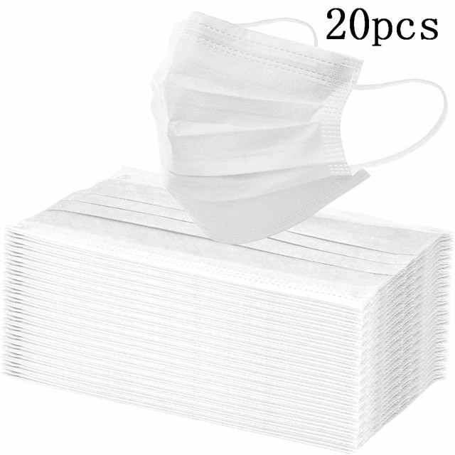 10-200pcs Disposable Face Mask 3 Ply Non-woven Mouth Mask Anti PM2.5 Dust Masks Elastic Earloop Respirator Mask Filter White Masken