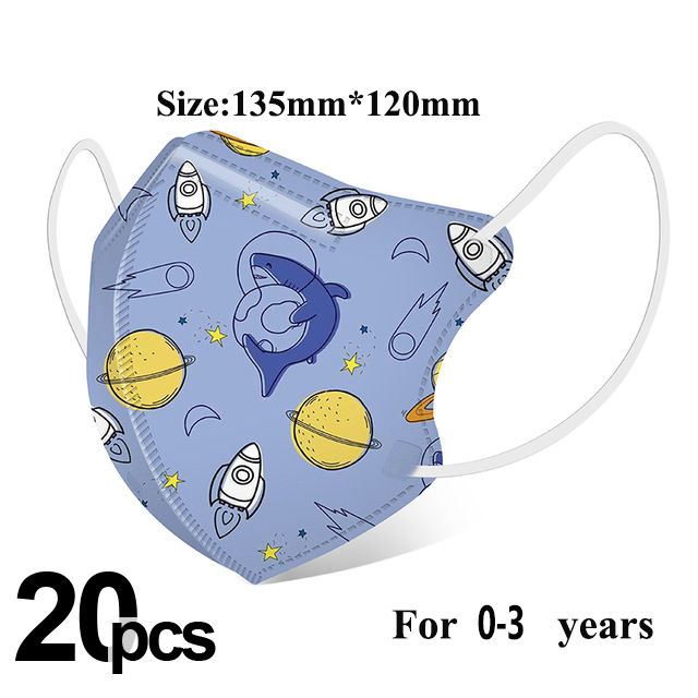 Kids KN95 Mask Girls Boys Children Face Masks Anti-Dust 0-3 Years Old Baby 4 Layers Fabric 3D Cartoon Baby Face Mouth Mask ffp2fan