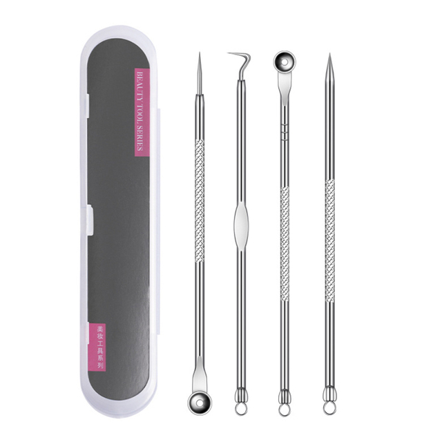 Acne Blackhead Remover Needle Blackhead Tool Kit Tweezers Pimple Extractor Stainless Steel Black Spot Removal Face Skin Care Tool