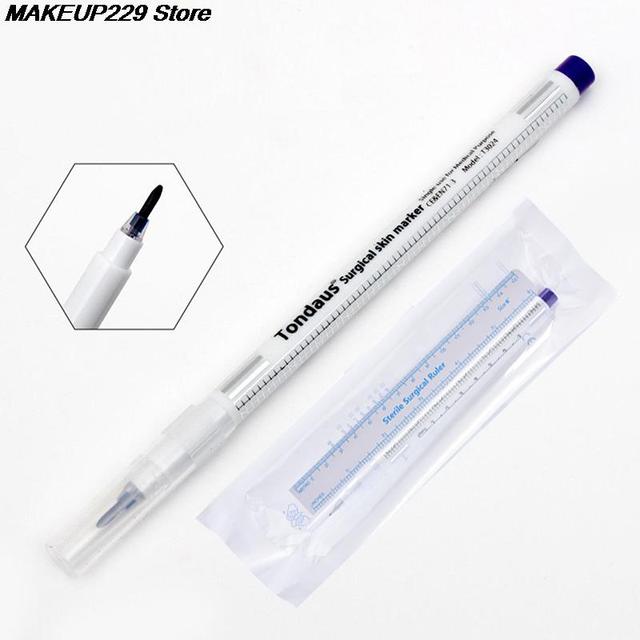 Hot 1 Set Surgical Eyebrow Skin Tattoo Marker Pen Accessories Tool With Measuring Ruler