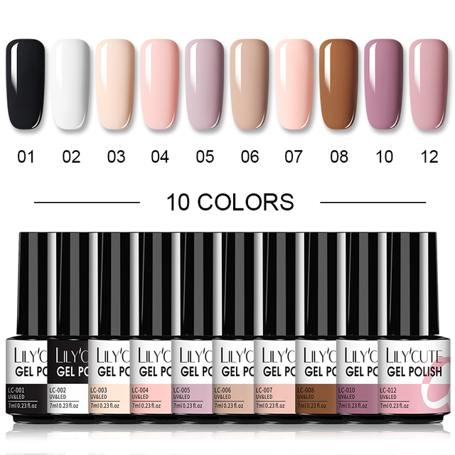 LILYCUTE 10/20/8/2pcs Gel Nail Polish Set Semi Permanent Glitter Hybrid Varnish Base Top Coat Soak Off UV LED Nails Gel