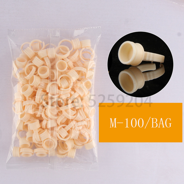 Yellow silicone pigment rings 500pcs tattoo ink cup holder microblading permanent makeup lnk rings for eyelash extension S/M/L