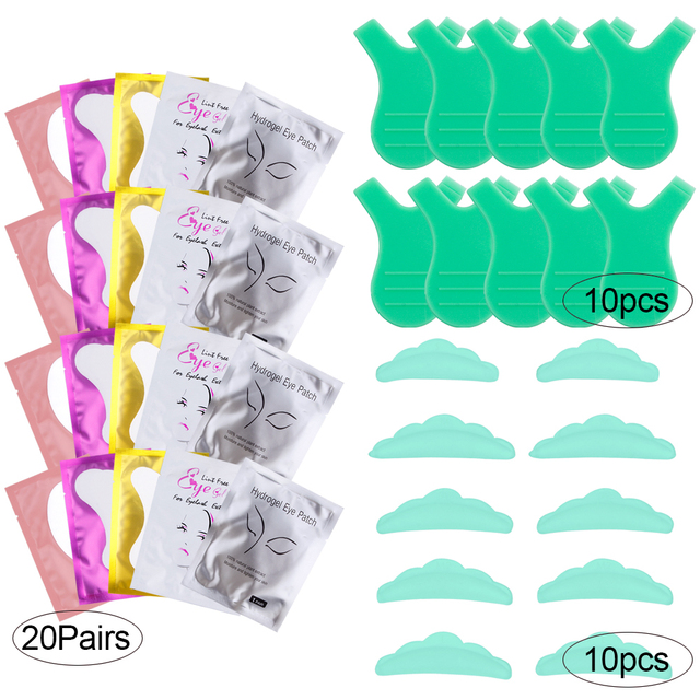 40/70pcs Y Shape Brush Silicone Eyelashes Curler Reusable Lash Lifting Perm Pad Hydrogel Patches Under Eye Eyelash Extension Kit