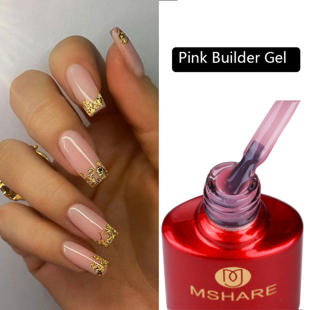 MSHARE Nude Builder Nail Extension Gel Milky Pink Cream Color Liquid In Bottle Quick Build Clear Led UV Gel 10M