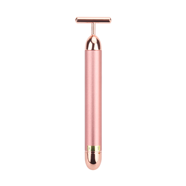 24k Gold Face Lift Bar Roller Vibration Slimming Facial Massager Stick Facial Beauty Skin Care T Shape Vibrating Tool