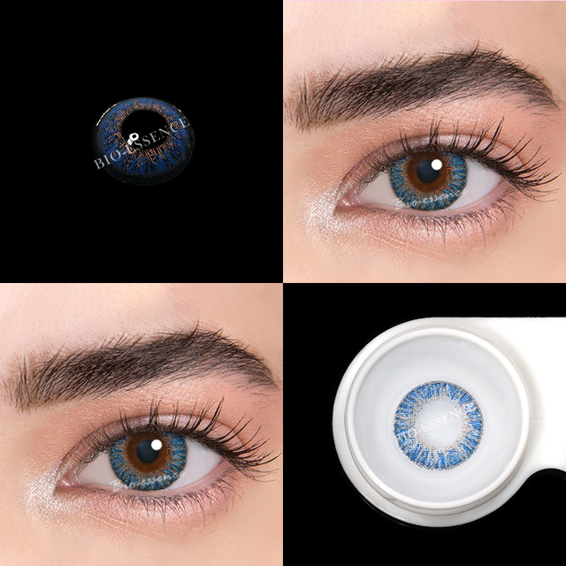 Bio-essence 1 Pair Colored Eye Contact Lenses Blue Lens Green Eye Lens Natural Eye Contact Lens Gray Fashionable Lens