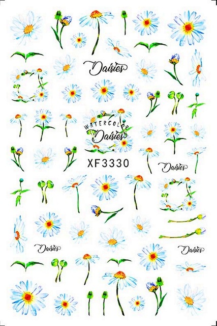 Elegant Daisy Autumn Leaves Nails Art Manicure Back Glue Sticker Decorations Design Nail Sticker Beauty Nails