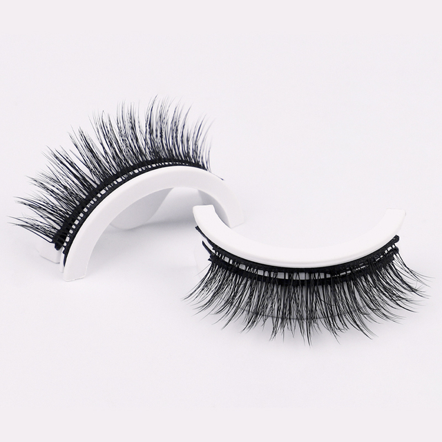 1 Pair - Reusable Self Adhesive False Eyelashes Glue Free Fake Eye Lashes Easy to Wear Fluffy Eyelash Extension Makeup Tool