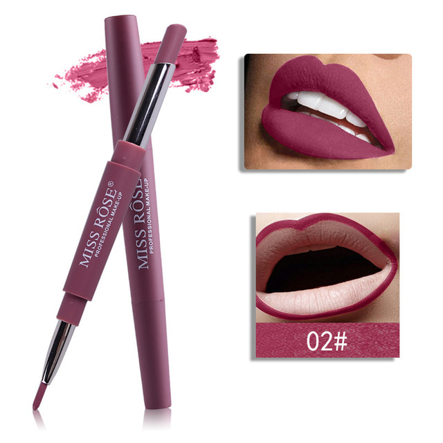 1pc Sexy 20 Color Double End Lip Makeup Lipstick Pen Waterproof Long Lasting Tint Lip Stick Beauty Matte Liner Pen Lipstick