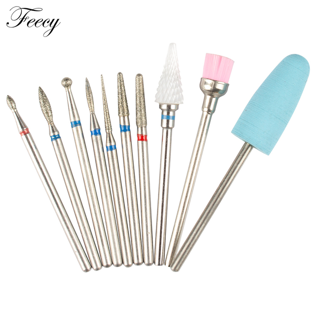 10pcs Ceramic Diamond Grinding Cutter For Manicure Set Nail Bits Grinder Cutters To Remove Gel Varnish Nail Art Accessories