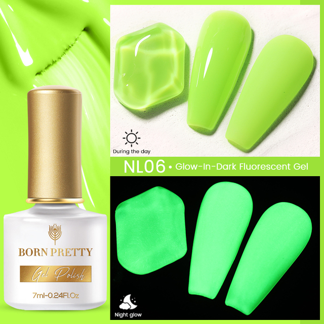 Born Pretty Pink Color Luminous Gel Nail Polish Glow In The Dark Neon Fluorescent Soak Off UV LED Top Coat Semi Permanent Varnish