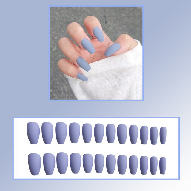 European and American wear nail frosted nail short nail and long nail patch solid color fashion trapezoid nail product