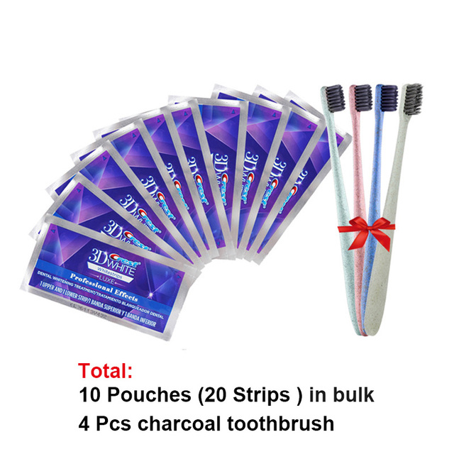 3D White Teeth Whitening Strips Professional Effects White Teeth Soft Bristles Charcoal Toothbrush Teeth Whitening Whitestrips