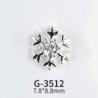 New Nail Art Real Gold Snowflake Zircon Ornaments Exquisite Snowflake Zircon Christmas Style Snowflake Pendant G-3511