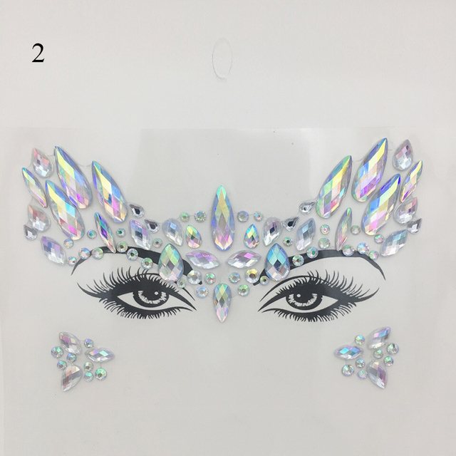 3D Sexy Face Tattoo Stickers Face Decoration Temporary Tattoo Glitter Fake Tattoo Rhinestones for Woman Party Face Jewelry Tattoo