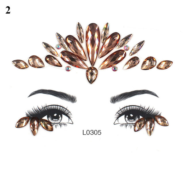 3D Sexy Face Tattoo Sticker Temporary Tattoo Flash Fake Tattoo Rhinestone Lady Party Face Sticker Face Jewelry Decoration