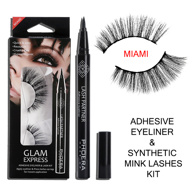 9D False Eyelashes Set Imitation Mink Hair Self Adhesive Eyeliner Pen Waterproof Reusable Makeup Cosmetic Tools TSLM1