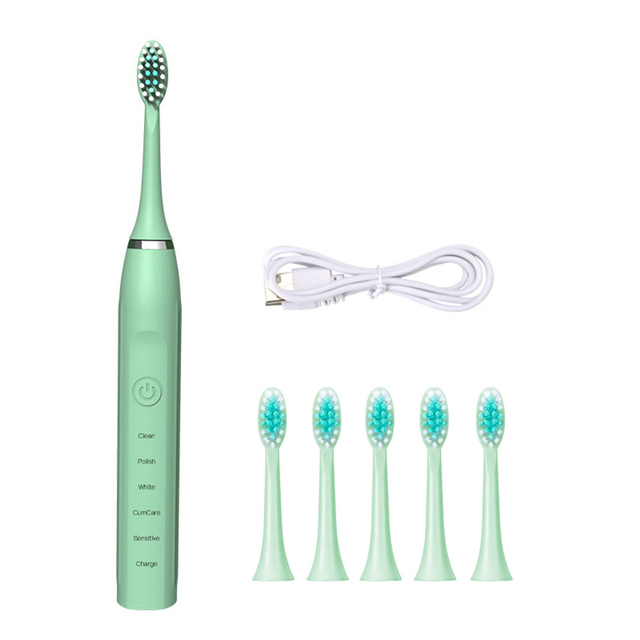 5 Mode Electric Toothbrush For Women Men Child With 6 Replacement Toothbrush Head USB Rechargeable Waterproof Sonic Toothbrush