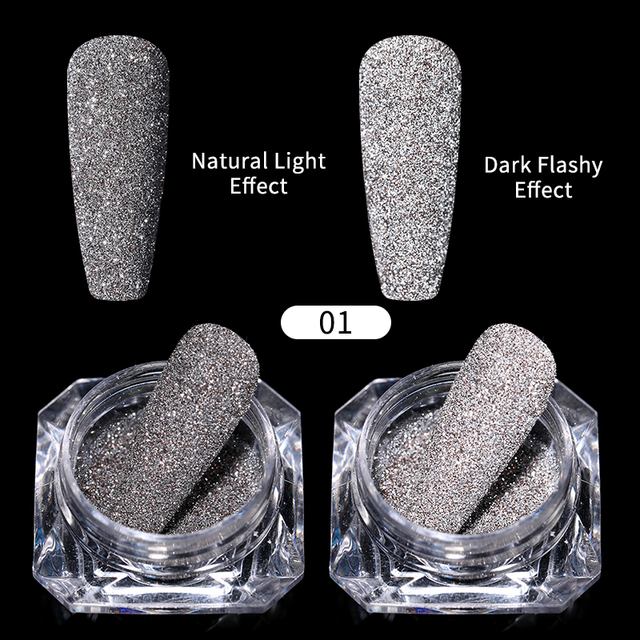 Born Pretty Reflective Glitter Powder Bright Light Shining Nail Chrome Pigment Dust Powder Nail Decoration for Gel Polish