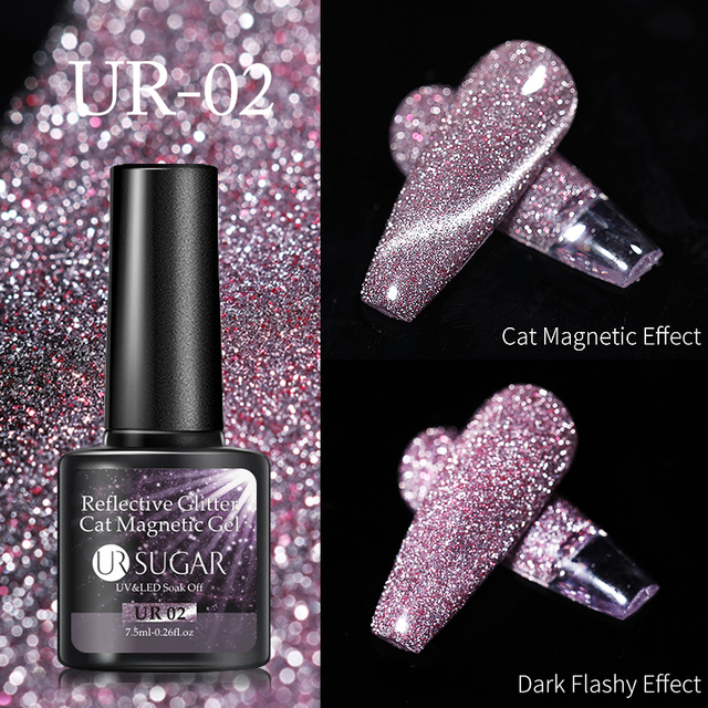 UR SUGAR 7.5ml Disco Reflective Cat Magnetic Gel Nail Polish Auroras Iridescent Glitter Sequins Soak Off Nails Art UV Varnish