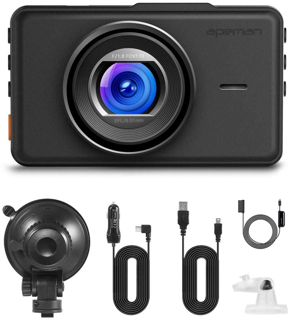 Apeman Dash Cam 1080P FHD DVR Car Driving Video Recorder 3 inch LCD Screen 170 Degree Wide Angle, G-sensor, WDR, Parking Car Monitor